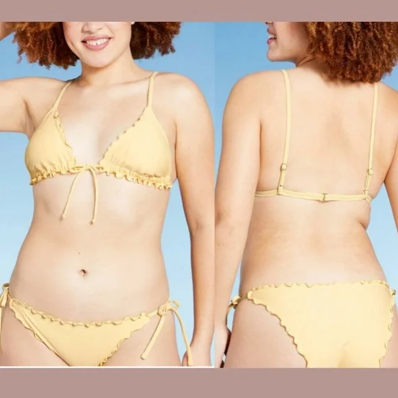 NWD Xhilaration [ Medium 4-6] Ruffle Triangle Top + High‎ Leg Bikini Bottom - Picture 2 of 12